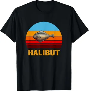 Retro Vintage Style Sunset Halibut T-Shirt