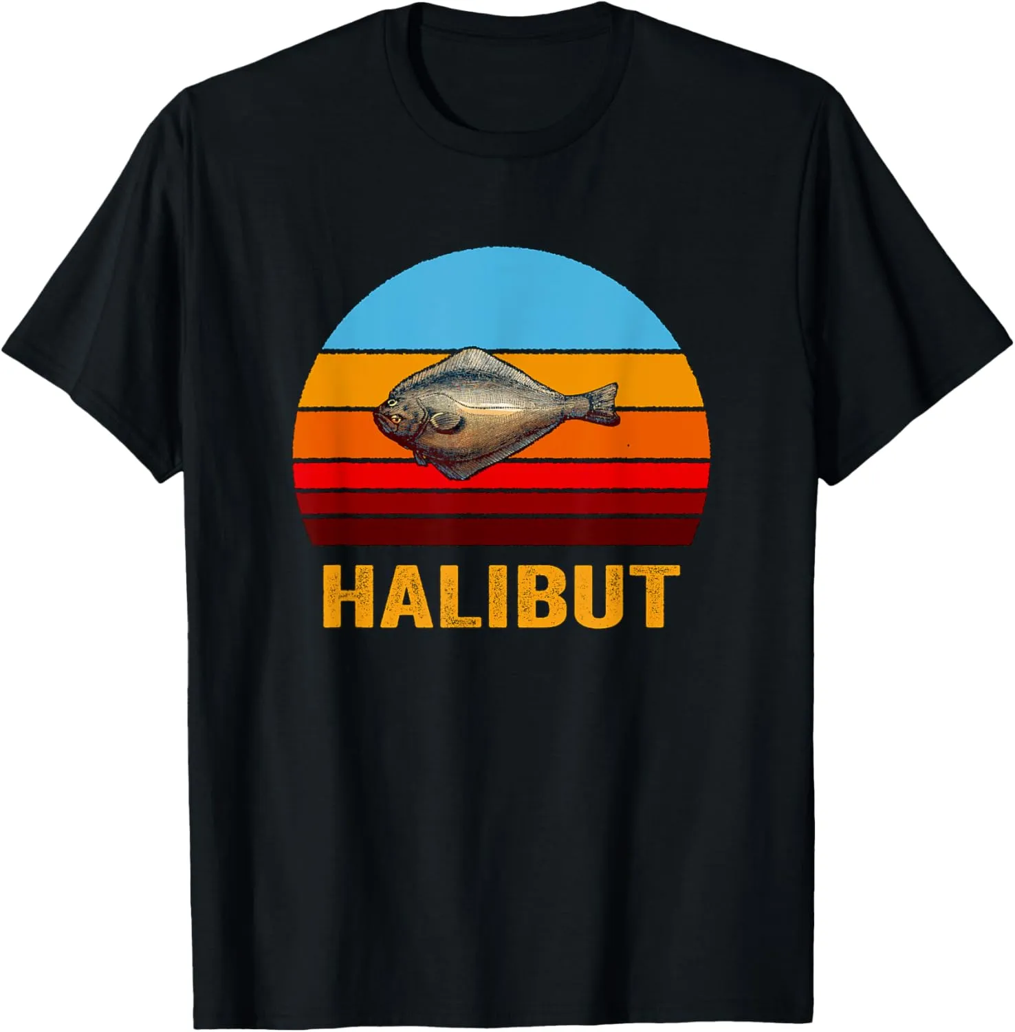 Retro Vintage Style Sunset Halibut T-Shirt