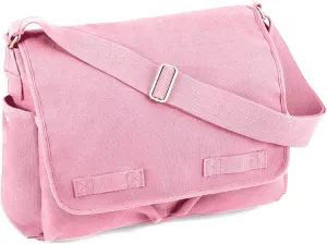 Rothco Classic Canvas Messenger Bag - Heavyweight Canvas Crossbody Shoulder Pack  Pink