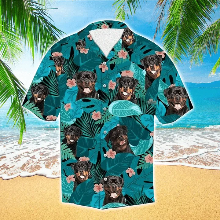 Rottweiler Vacation Hawaiian Shirt, Dog Short Sleeve Hawaiian Aloha Shirt