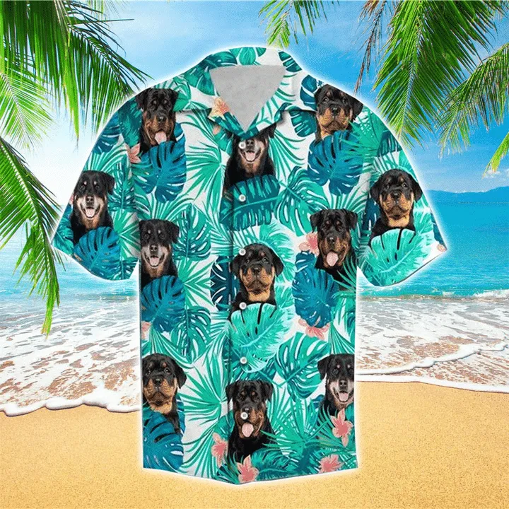 Rottweiler Vacation Hawaiian Shirt, Dog Short Sleeve Hawaiian Aloha Shirt