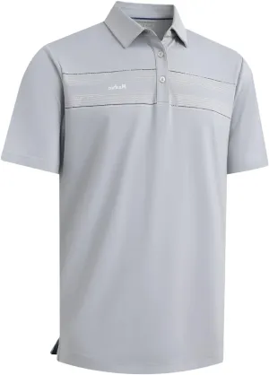 Rouen Mens Golf Shirts Short Sleeve Chest Print Performance Dry Fit Moisture Wicking Casual Sports Polo Shirts for Men