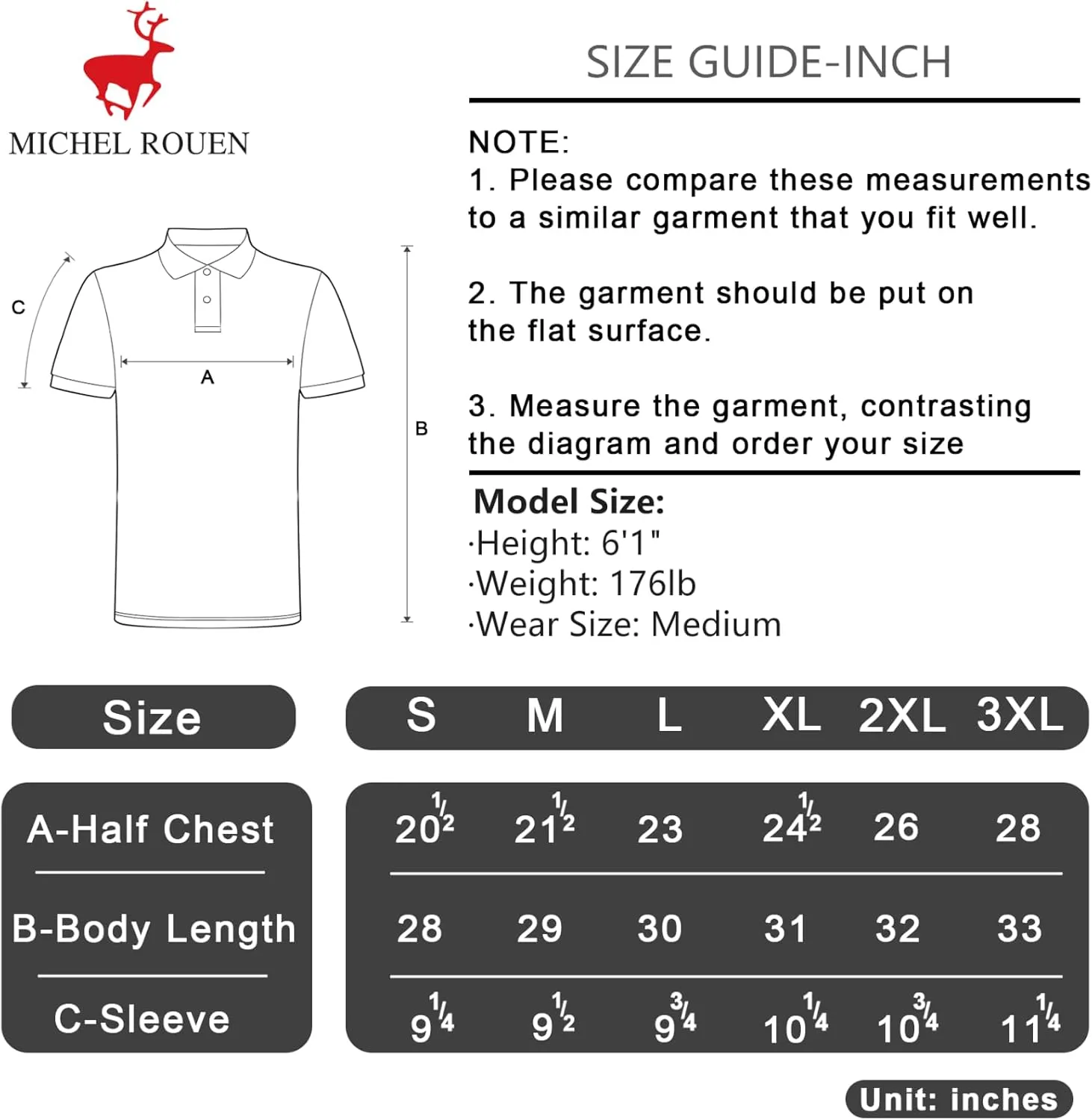 Rouen Mens Golf Shirts Short Sleeve Chest Print Performance Dry Fit Moisture Wicking Casual Sports Polo Shirts for Men