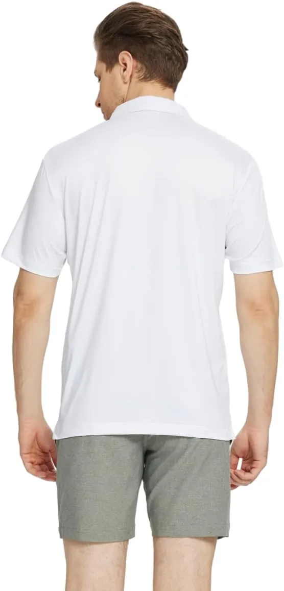 Rouen Mens Golf Shirts Short Sleeve Chest Print Performance Dry Fit Moisture Wicking Casual Sports Polo Shirts for Men