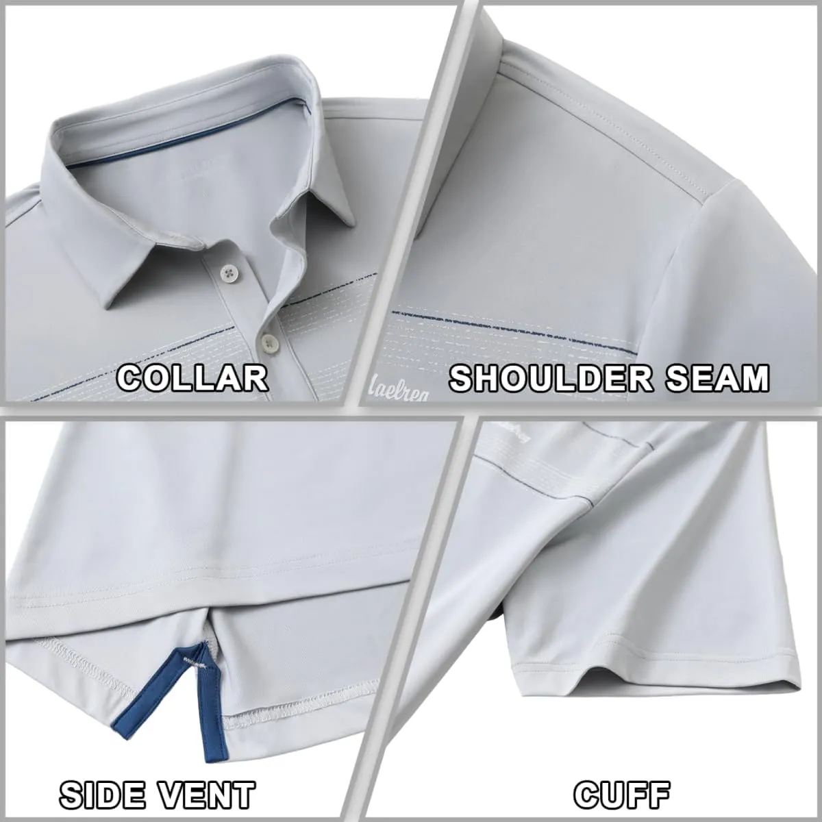 Rouen Mens Golf Shirts Short Sleeve Chest Print Performance Dry Fit Moisture Wicking Casual Sports Polo Shirts for Men