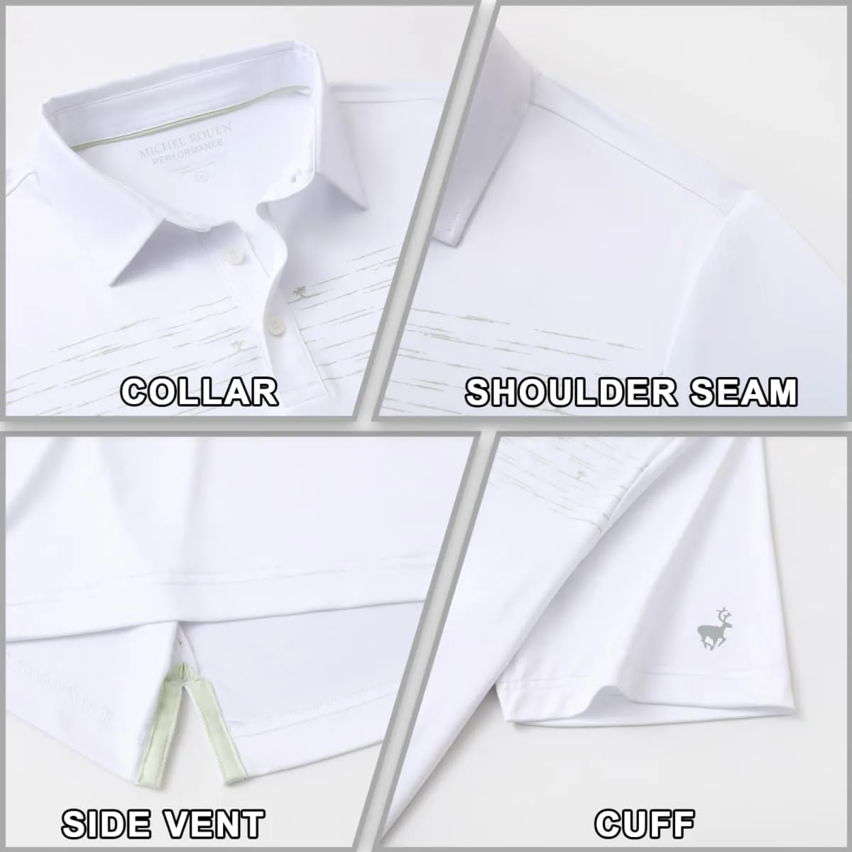 Rouen Mens Golf Shirts Short Sleeve Chest Print Performance Dry Fit Moisture Wicking Casual Sports Polo Shirts for Men