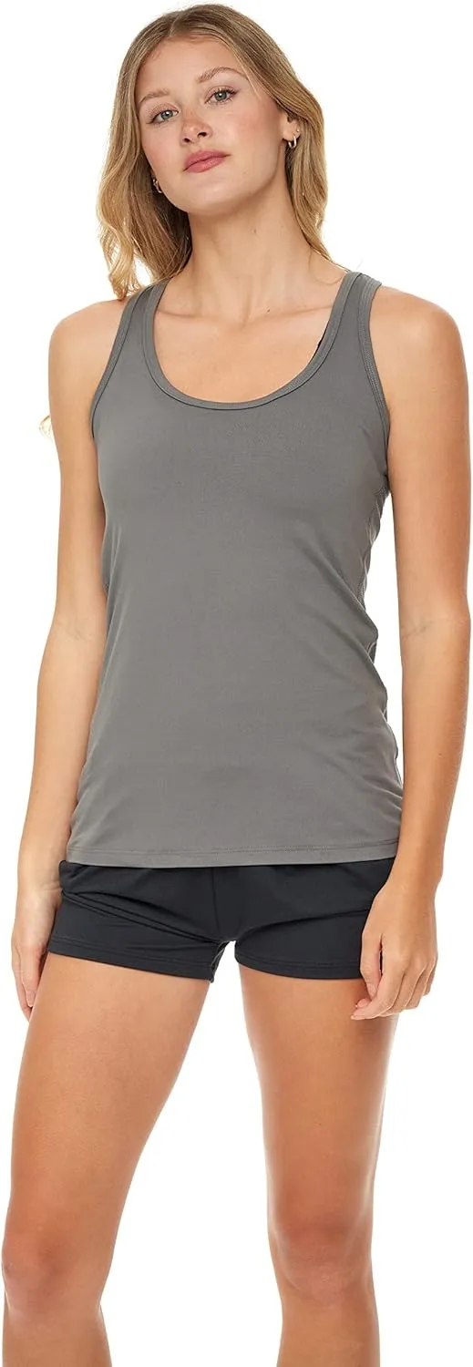 Sexy Basics Women's 5 Pack Racerback Workout Tank Tops | Buttery Soft Color Spandex Flex Tanks