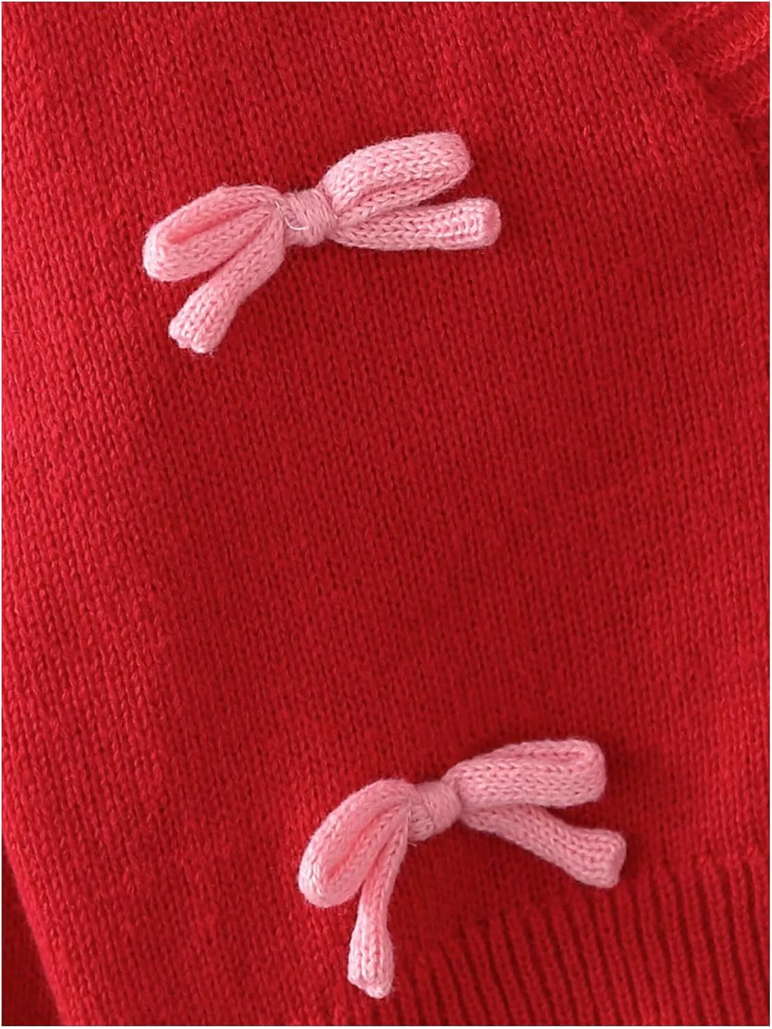 SHENHE Girl's Bow Button Down Knitted Cardigan V Neck Loose Cute Crop Sweater Outwear