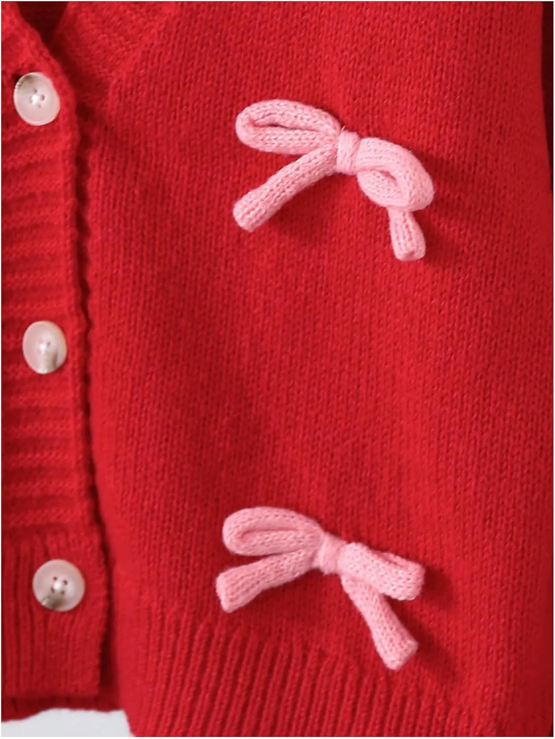 SHENHE Girl's Bow Button Down Knitted Cardigan V Neck Loose Cute Crop Sweater Outwear
