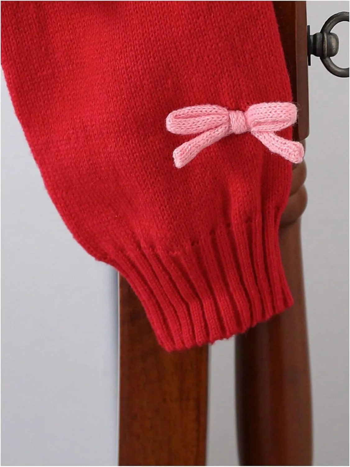 SHENHE Girl's Bow Button Down Knitted Cardigan V Neck Loose Cute Crop Sweater Outwear