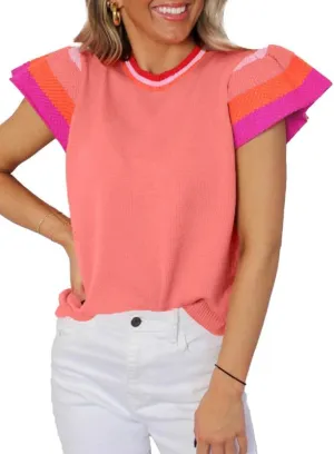 SHEWIN Womens Summer Cap Sleeve Tops Casual Crewneck Loose Fit Knit Lightweight Sweater Pullover Top