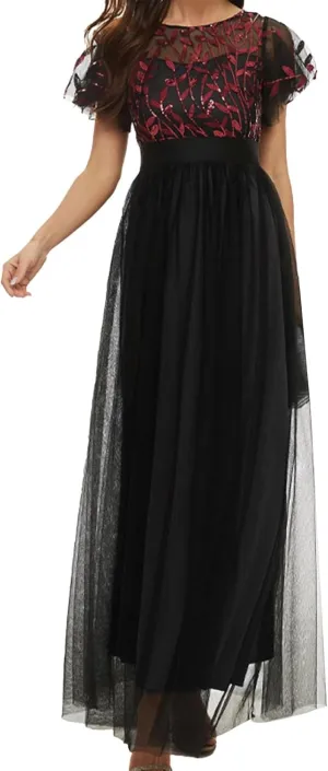 Short Sleeve Bridesmaid Dresses for Women Double Layers Tulle Wedding Formal Dress A Line Chiffon Evening Prom Gown 2023