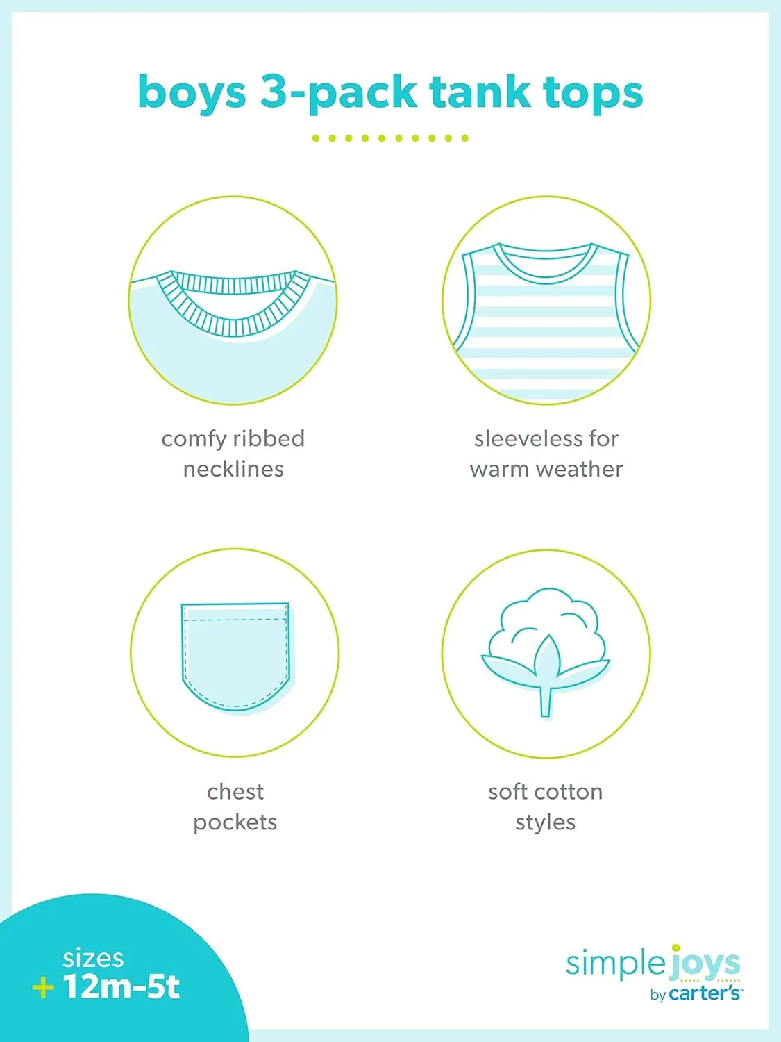 Simple Joys by Carter's Baby Boys' 3-Pack Muscle Tank Tops