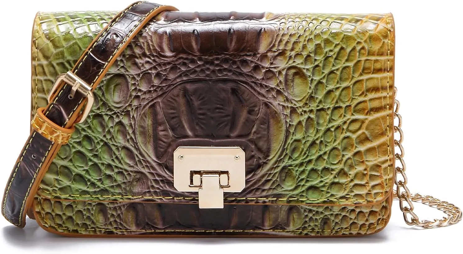 Small Crocodile Crossbody Cell Phone Purse for women Vegan Leather Clutch Wallet with Leather Shoulder Strap