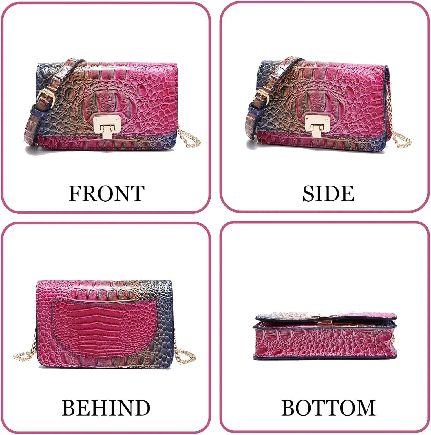 Small Crocodile Crossbody Cell Phone Purse for women Vegan Leather Clutch Wallet with Leather Shoulder Strap