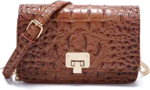 Small Crocodile Crossbody Cell Phone Purse for women Vegan Leather Clutch Wallet with Leather Shoulder Strap