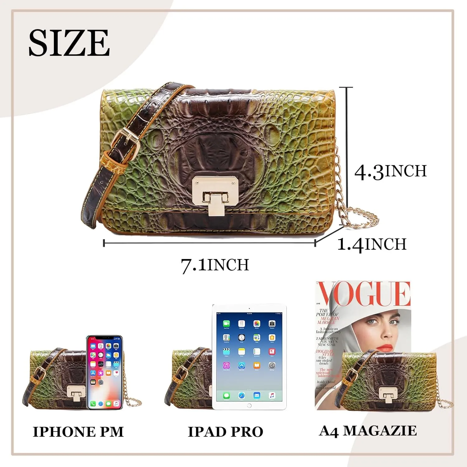 Small Crocodile Crossbody Cell Phone Purse for women Vegan Leather Clutch Wallet with Leather Shoulder Strap