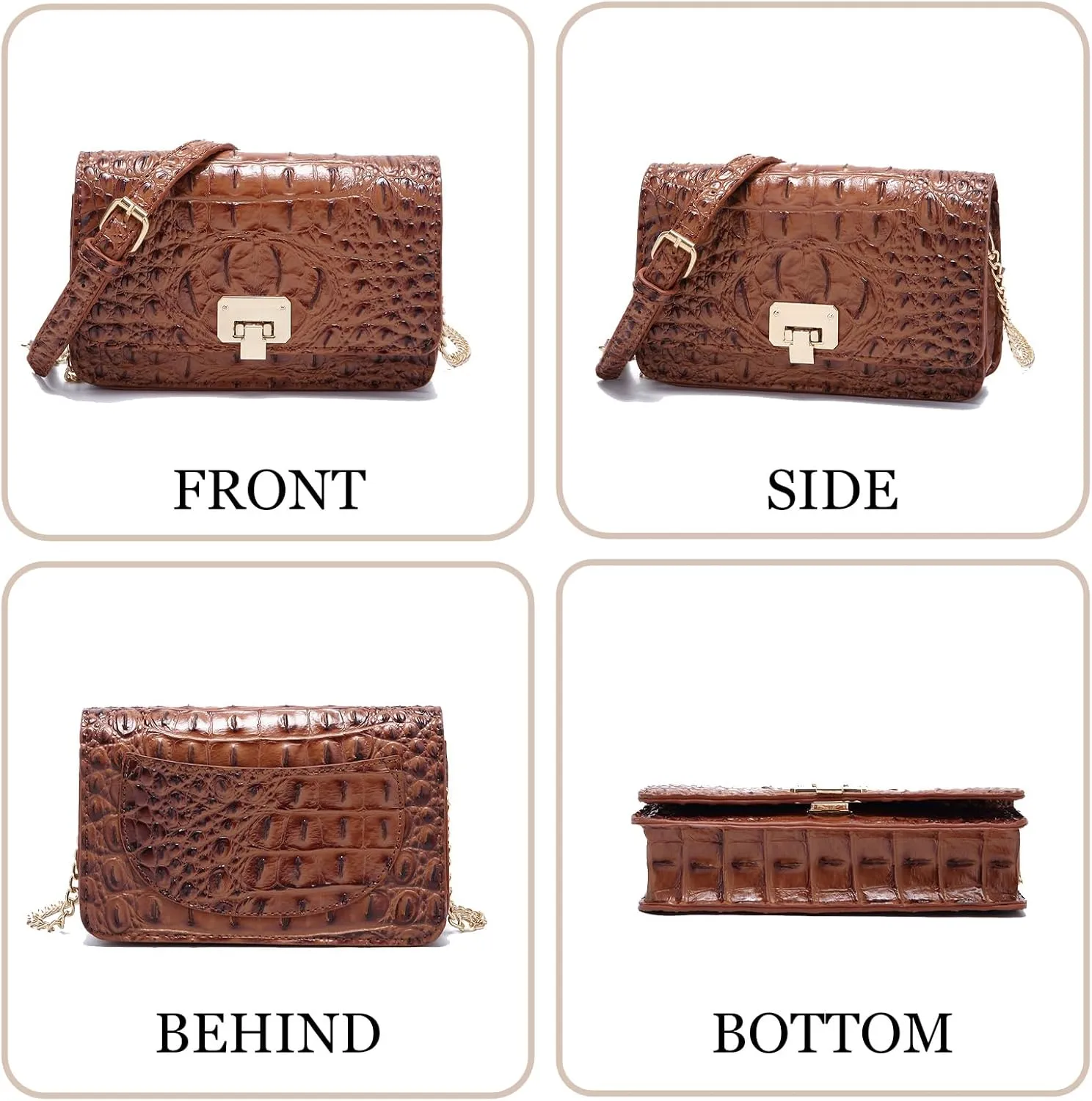 Small Crocodile Crossbody Cell Phone Purse for women Vegan Leather Clutch Wallet with Leather Shoulder Strap