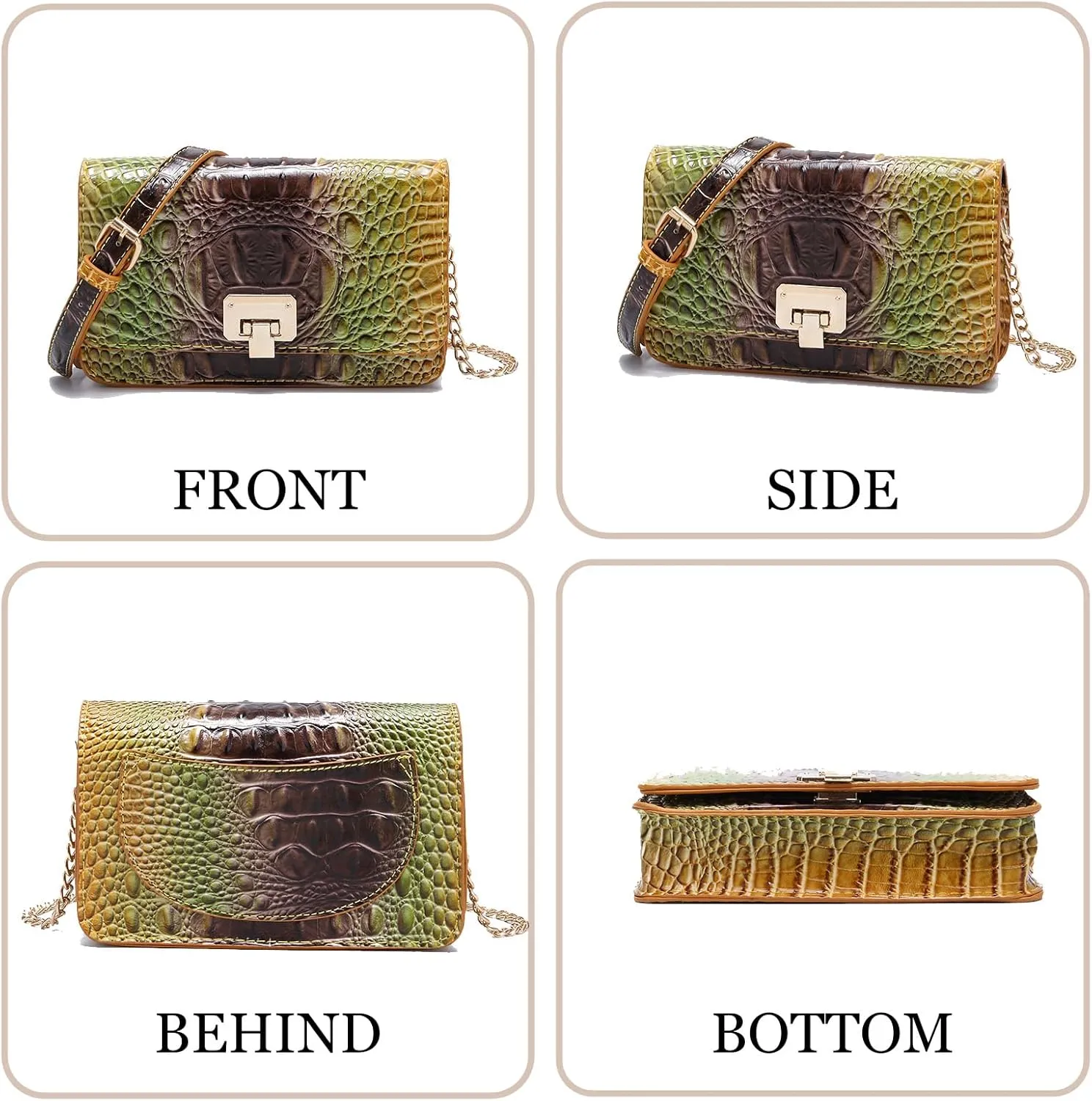 Small Crocodile Crossbody Cell Phone Purse for women Vegan Leather Clutch Wallet with Leather Shoulder Strap