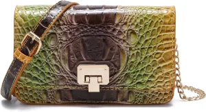 Small Crocodile Crossbody Cell Phone Purse for women Vegan Leather Clutch Wallet with Leather Shoulder Strap