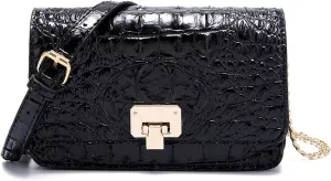 Small Crocodile Crossbody Cell Phone Purse for women Vegan Leather Clutch Wallet with Leather Shoulder Strap