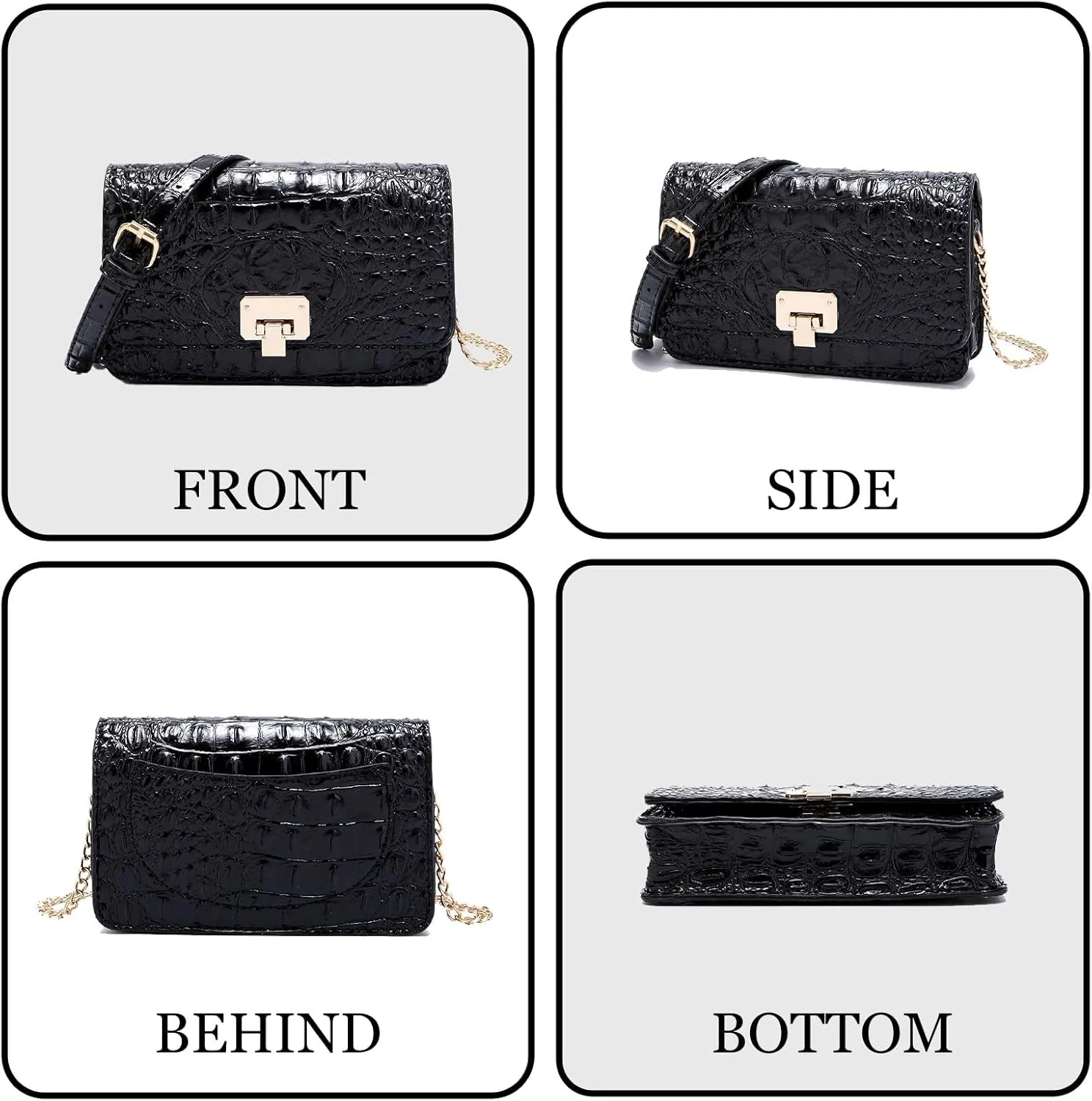 Small Crocodile Crossbody Cell Phone Purse for women Vegan Leather Clutch Wallet with Leather Shoulder Strap