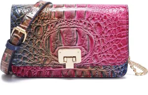 Small Crocodile Crossbody Cell Phone Purse for women Vegan Leather Clutch Wallet with Leather Shoulder Strap