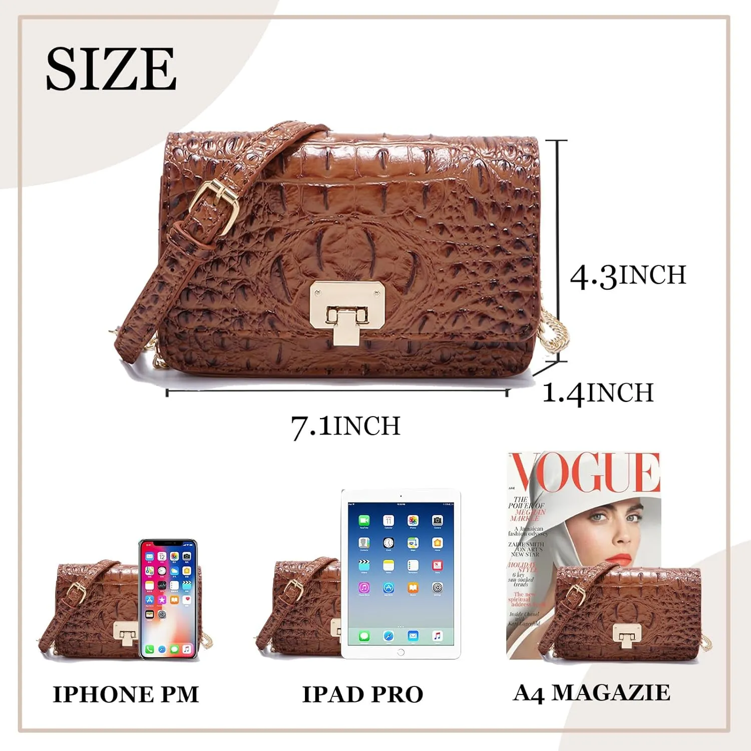 Small Crocodile Crossbody Cell Phone Purse for women Vegan Leather Clutch Wallet with Leather Shoulder Strap