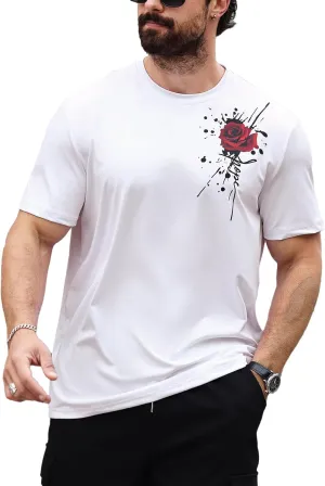 SOLY HUX Men's Rose Print Graphic Tees Oversized T Shirt Summer Tops Casual