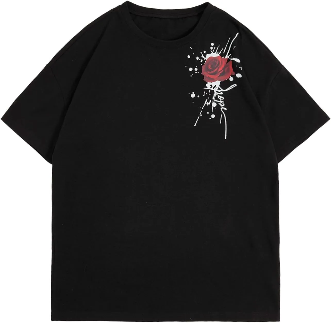 SOLY HUX Men's Rose Print Graphic Tees Oversized T Shirt Summer Tops Casual