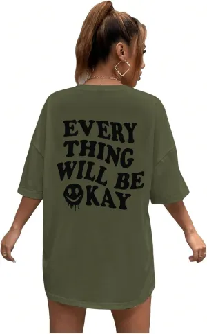 SOLY HUX Women's Oversized T Shirts Graphic Tees Letter Print Casual Trendy Summer Loose Tops