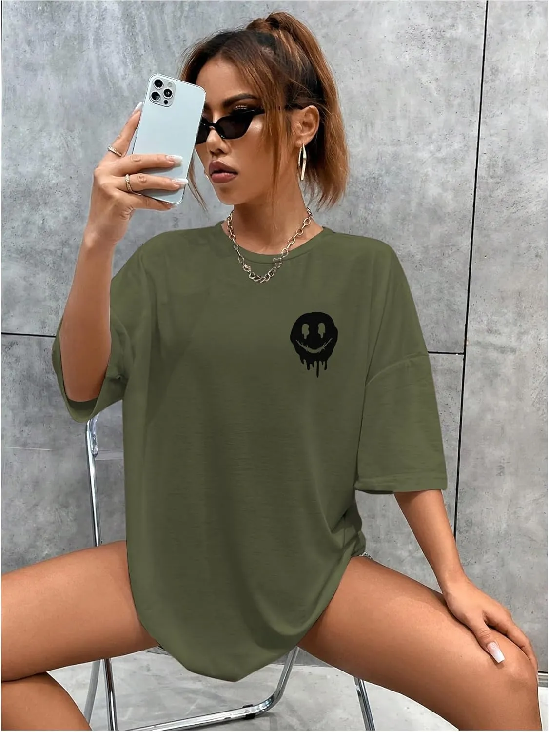 SOLY HUX Women's Oversized T Shirts Graphic Tees Letter Print Casual Trendy Summer Loose Tops