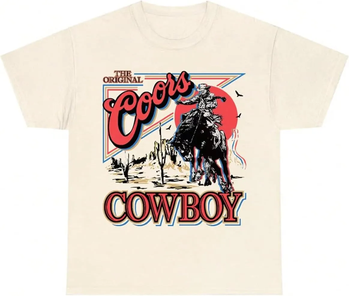 SOLY HUX Women's Vintage Graphic Tees Half Sleeve Cowboy Print Oversized T Shirt Streetwear Summer Tops