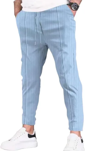 Striped Pants for Men - Mens Skinny Stretch Slim fit Chinos Golf Business Dress Casual Pants