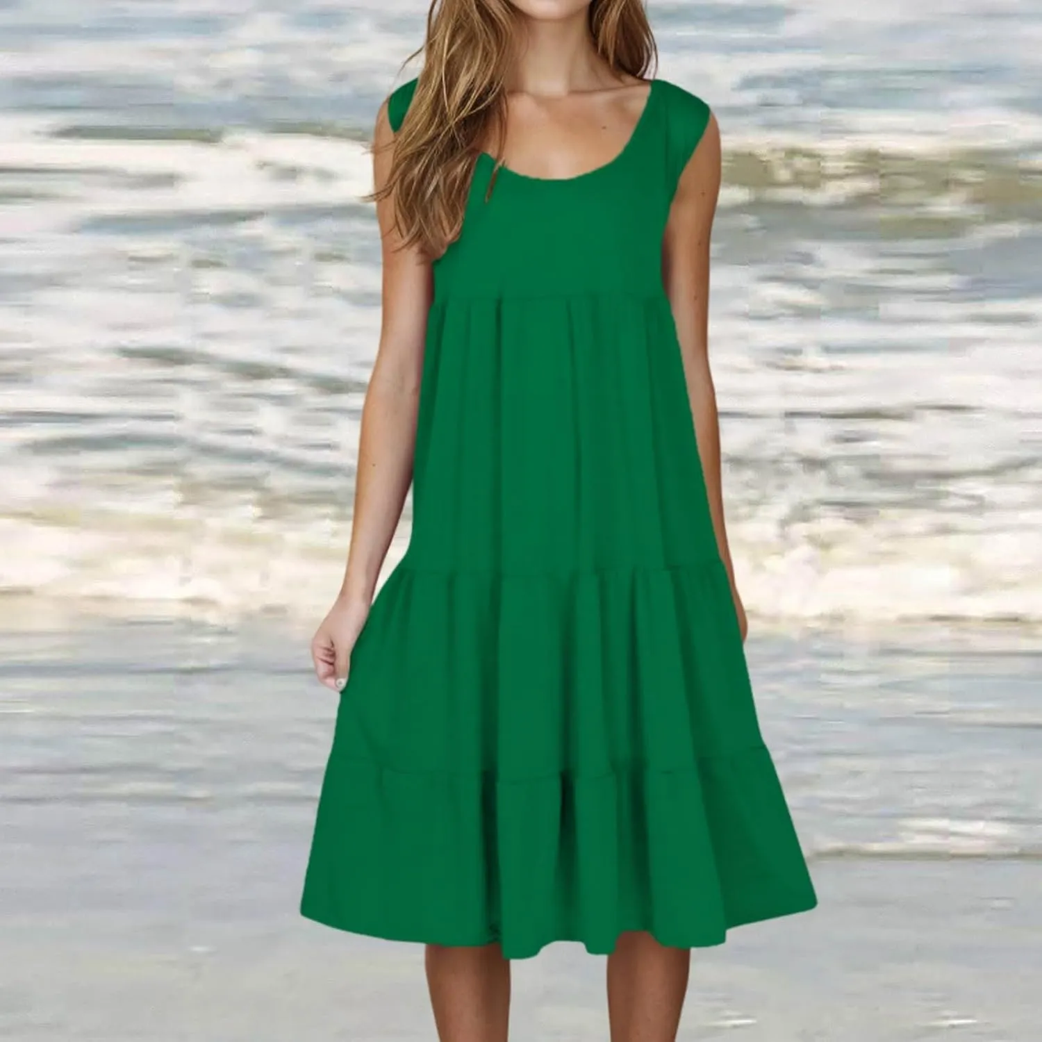 Summer Dresses for Women Plus Size Beach Dress Casual Sundresses Sexy Sleeveless Babydoll Dress Flowy Midi Dresses