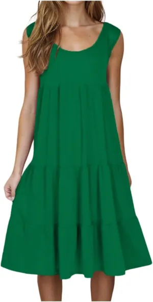 Summer Dresses for Women Plus Size Beach Dress Casual Sundresses Sexy Sleeveless Babydoll Dress Flowy Midi Dresses