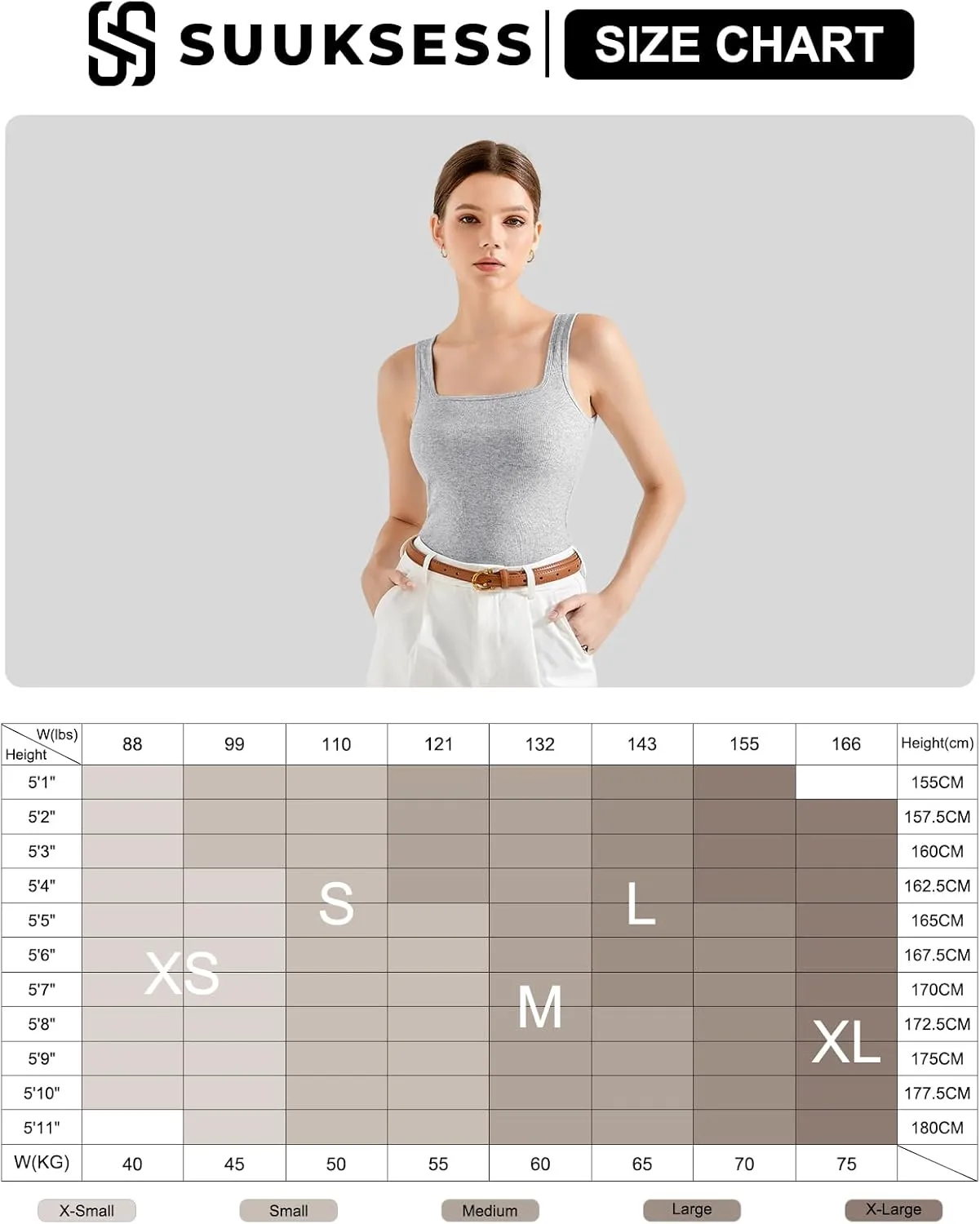 SUUKSESS Women Cotton Ribbed Summer Going Out Tops Padded Trendy Basic Tank Tops