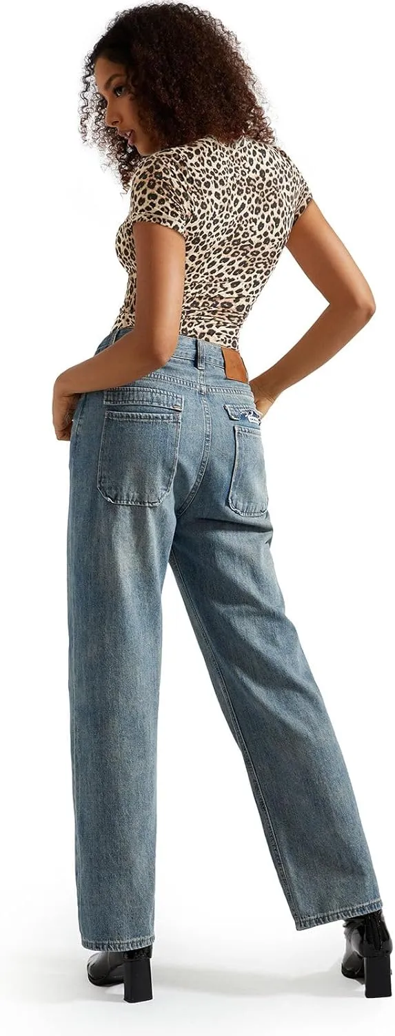 SUUKSESS Women Double Lined Fitted Basic Tee Crew Neck Short Sleeve Y2K Crop Top