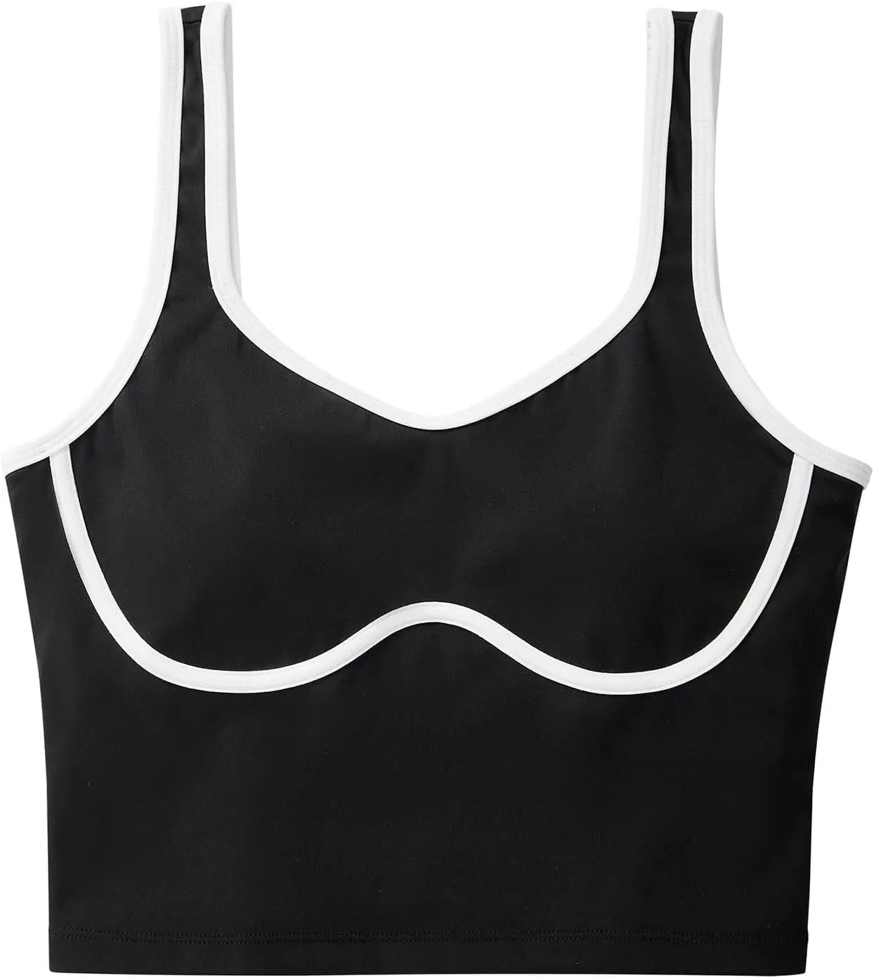 SUUKSESS Women Sweetheart Neckline Longline Sports Bra Padded Basic Workout Crop Tank Top