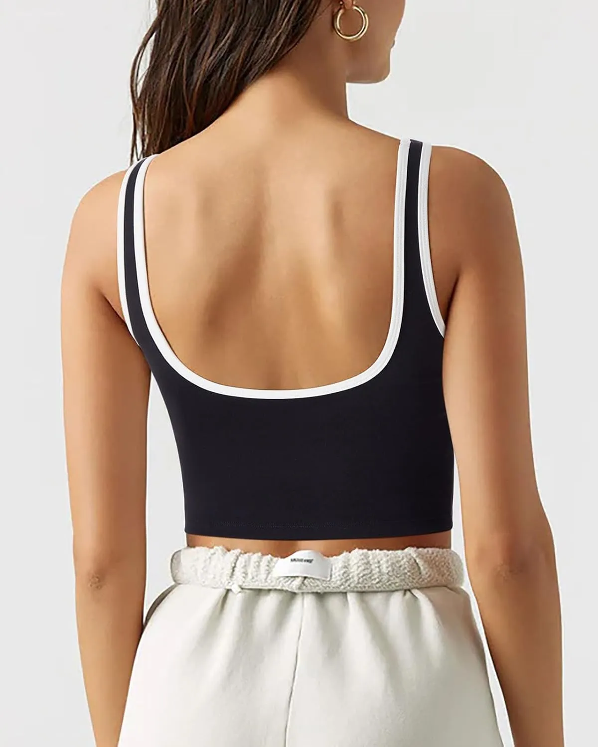 SUUKSESS Women Sweetheart Neckline Longline Sports Bra Padded Basic Workout Crop Tank Top