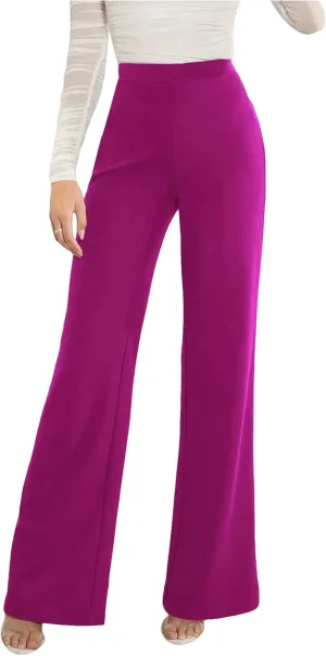 SweatyRocks Women's Casual High Waisted Wide Leg Long Pant Trouser Business Work Pants