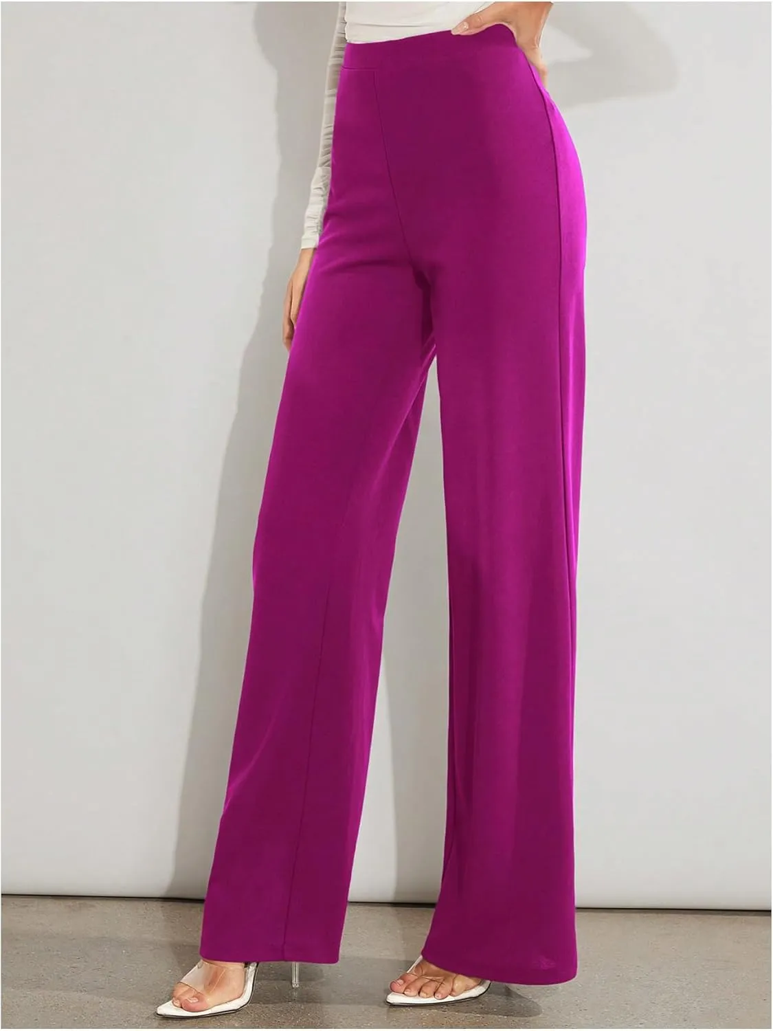 SweatyRocks Women's Casual High Waisted Wide Leg Long Pant Trouser Business Work Pants