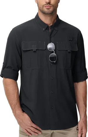 TACVASEN Mens Long Sleeve Sun Protection Shirt UPF 50  Quick Dry Fishing Cooling UV Shirts Outdoor Tactical Hiking Shirts