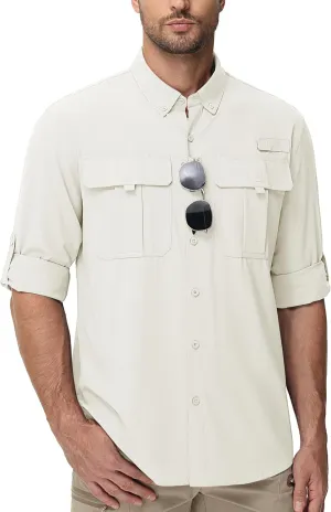 TACVASEN Mens Long Sleeve Sun Protection Shirt UPF 50  Quick Dry Fishing Cooling UV Shirts Outdoor Tactical Hiking Shirts