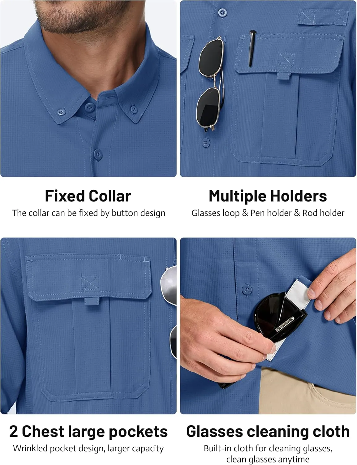 TACVASEN Mens Long Sleeve Sun Protection Shirt UPF 50  Quick Dry Fishing Cooling UV Shirts Outdoor Tactical Hiking Shirts