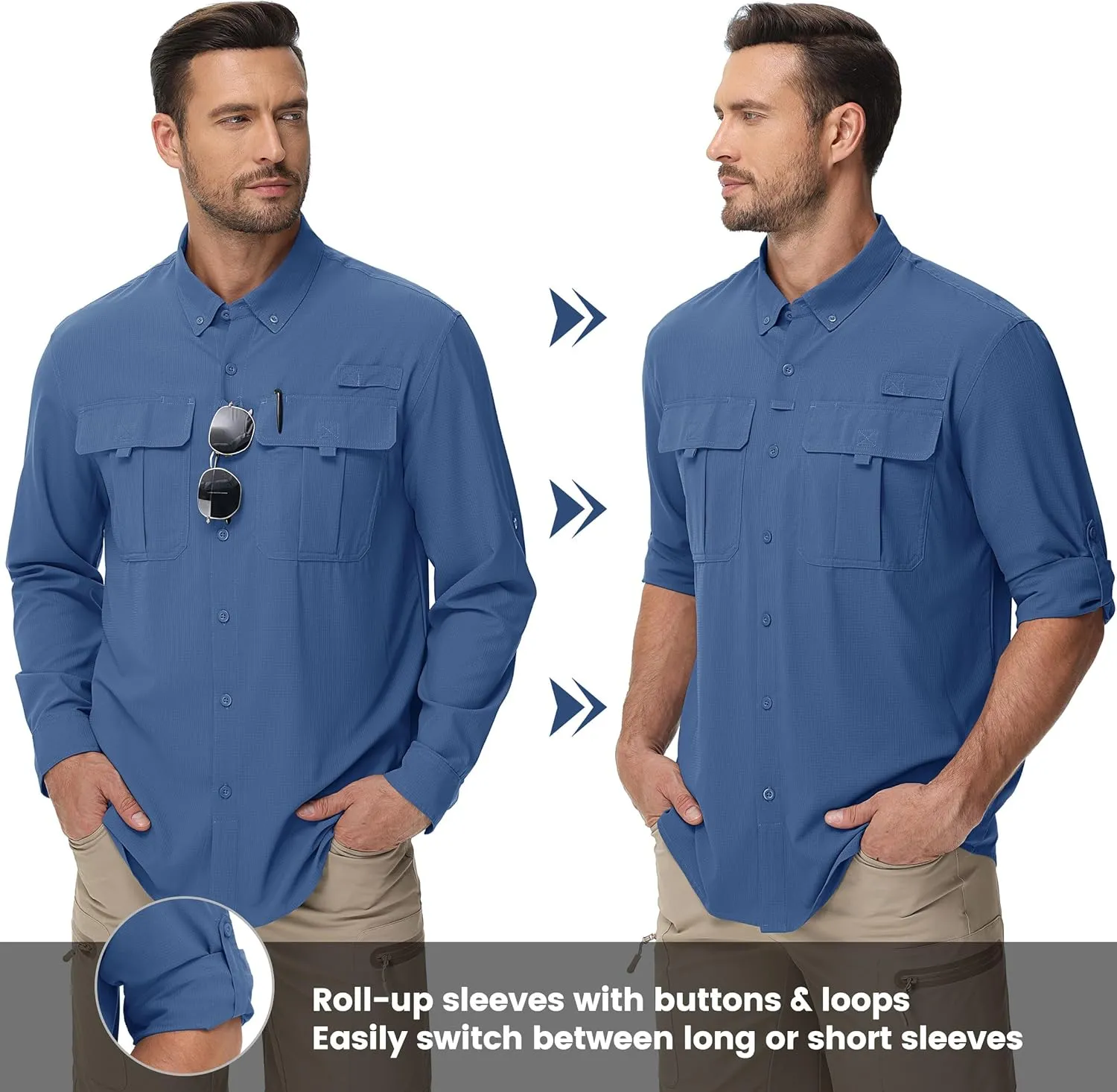TACVASEN Mens Long Sleeve Sun Protection Shirt UPF 50  Quick Dry Fishing Cooling UV Shirts Outdoor Tactical Hiking Shirts