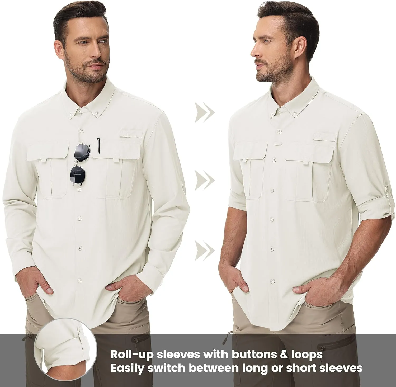 TACVASEN Mens Long Sleeve Sun Protection Shirt UPF 50  Quick Dry Fishing Cooling UV Shirts Outdoor Tactical Hiking Shirts