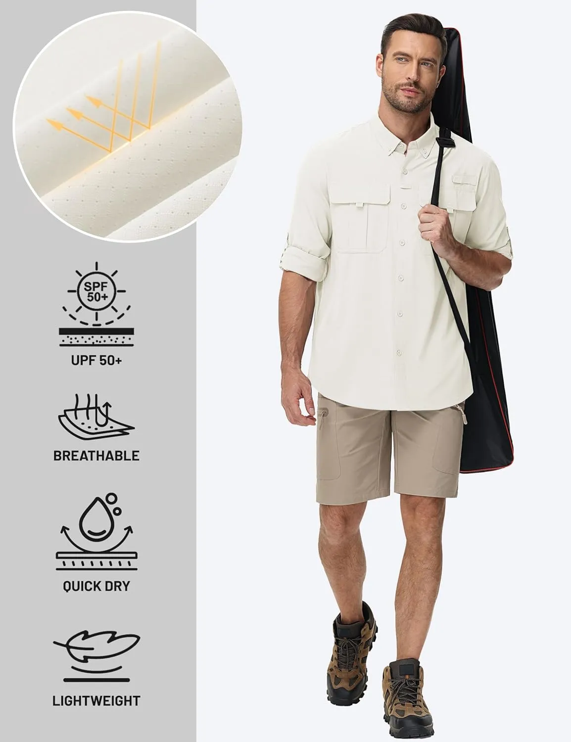 TACVASEN Mens Long Sleeve Sun Protection Shirt UPF 50  Quick Dry Fishing Cooling UV Shirts Outdoor Tactical Hiking Shirts
