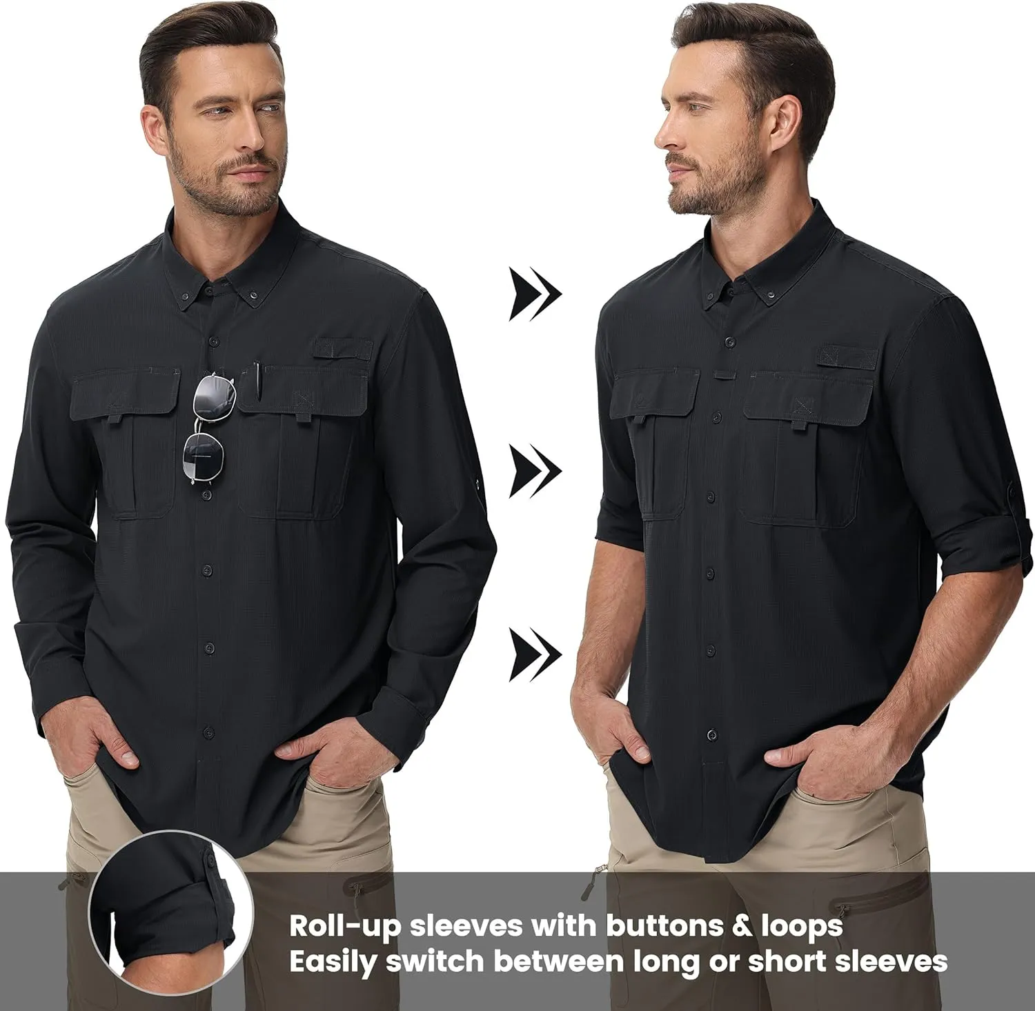 TACVASEN Mens Long Sleeve Sun Protection Shirt UPF 50  Quick Dry Fishing Cooling UV Shirts Outdoor Tactical Hiking Shirts