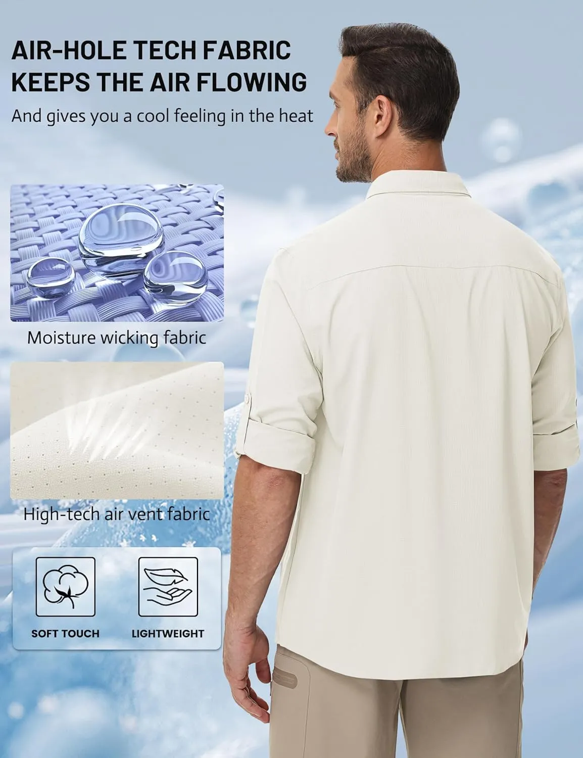 TACVASEN Mens Long Sleeve Sun Protection Shirt UPF 50  Quick Dry Fishing Cooling UV Shirts Outdoor Tactical Hiking Shirts